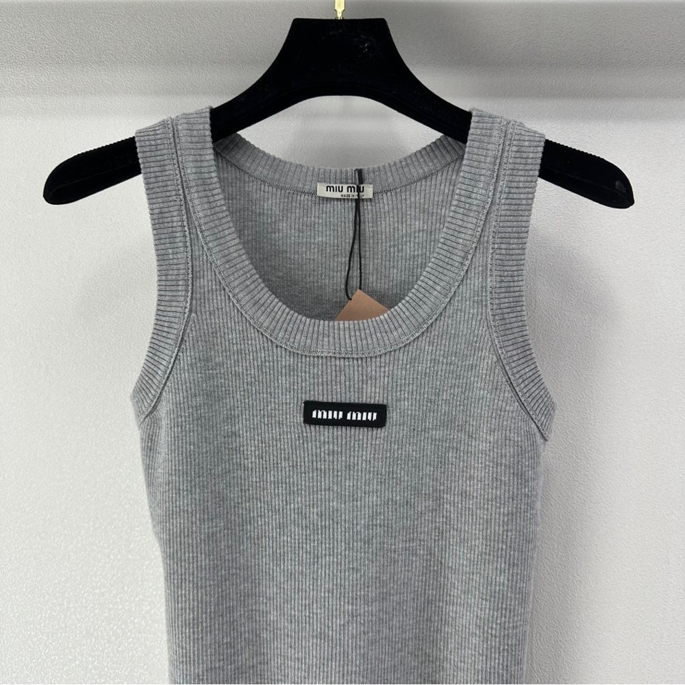 Miumiu Ribbed Label Vest - Picture 3 of 8